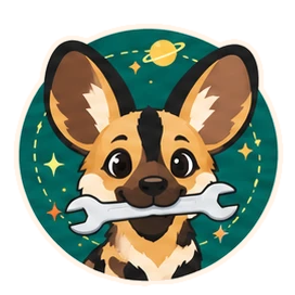 Patch, sneeze loop, on dark, the Space Works mascot