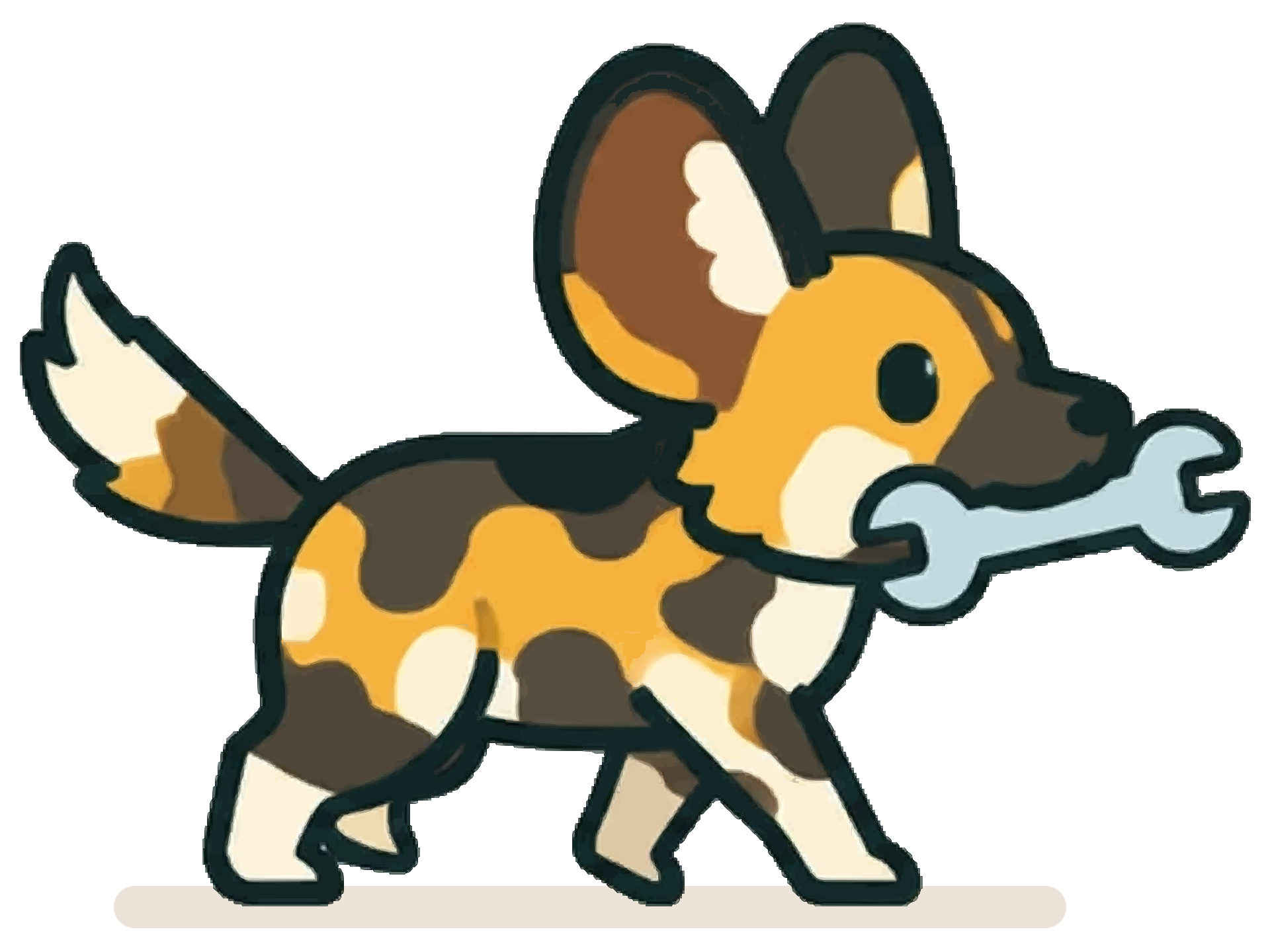 Patch, walking, the Space Works mascot