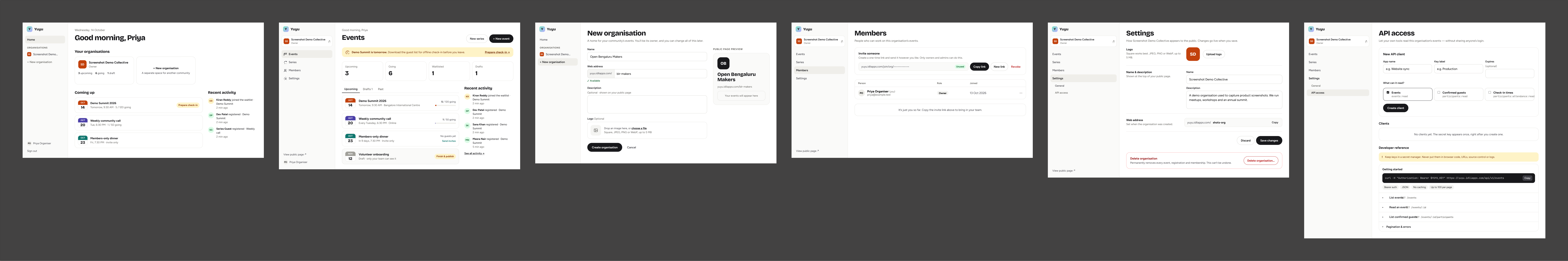 Yuyu reference board: Organiser workspace