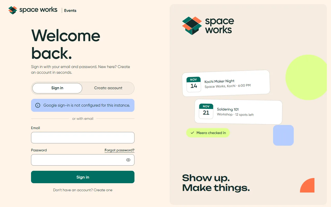 Sign-in split screen, light theme