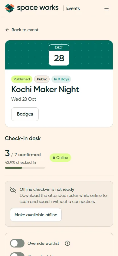 Check-in desk with scanner and progress, phone
