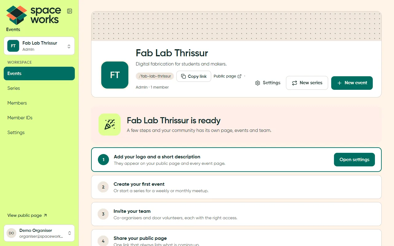New organisation with the first-run checklist, light theme